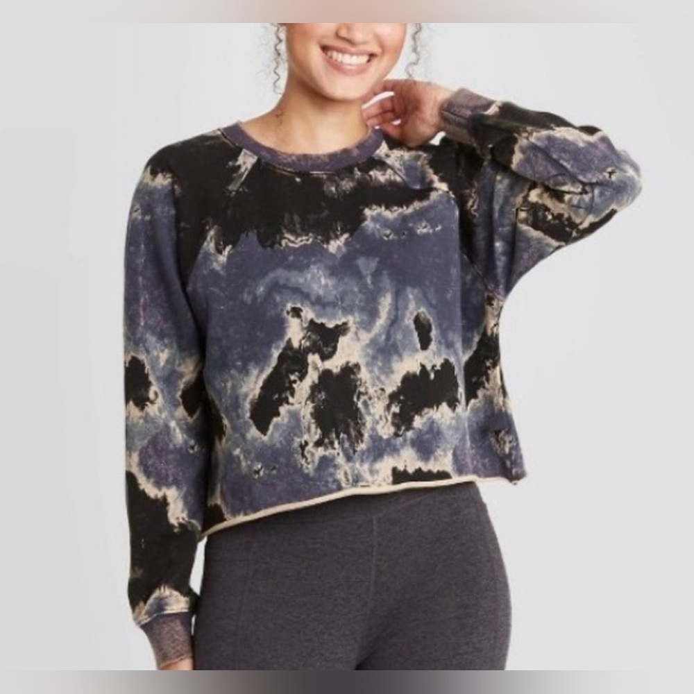 JoyLab French Terry Acid Wash Pullover Sweatshirt - Size L